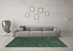 Machine Washable Persian Turquoise Traditional Area Rugs in a Living Room,, wshtr2393turq