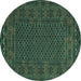 Round Machine Washable Persian Turquoise Traditional Area Rugs, wshtr2393turq