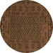 Round Persian Brown Traditional Rug, tr2393brn