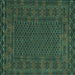 Square Machine Washable Persian Turquoise Traditional Area Rugs, wshtr2393turq