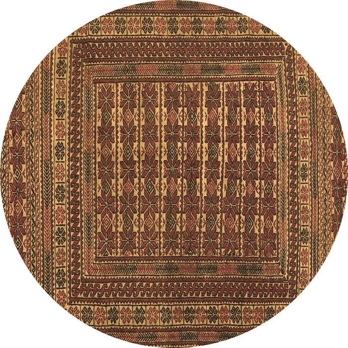 Round Southwestern Brown Country Rug, tr2394brn