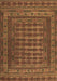 Machine Washable Southwestern Brown Country Rug, wshtr2394brn