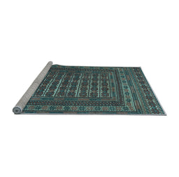 Sideview of Machine Washable Southwestern Light Blue Country Rug, wshtr2394lblu