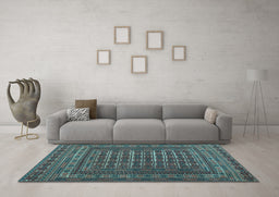Machine Washable Southwestern Light Blue Country Rug in a Living Room, wshtr2394lblu