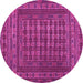 Round Southwestern Pink Country Rug, tr2394pnk