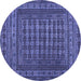 Round Southwestern Blue Country Rug, tr2394blu