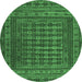 Round Southwestern Emerald Green Country Rug, tr2394emgrn