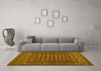 Machine Washable Southwestern Yellow Country Rug, wshtr2394yw