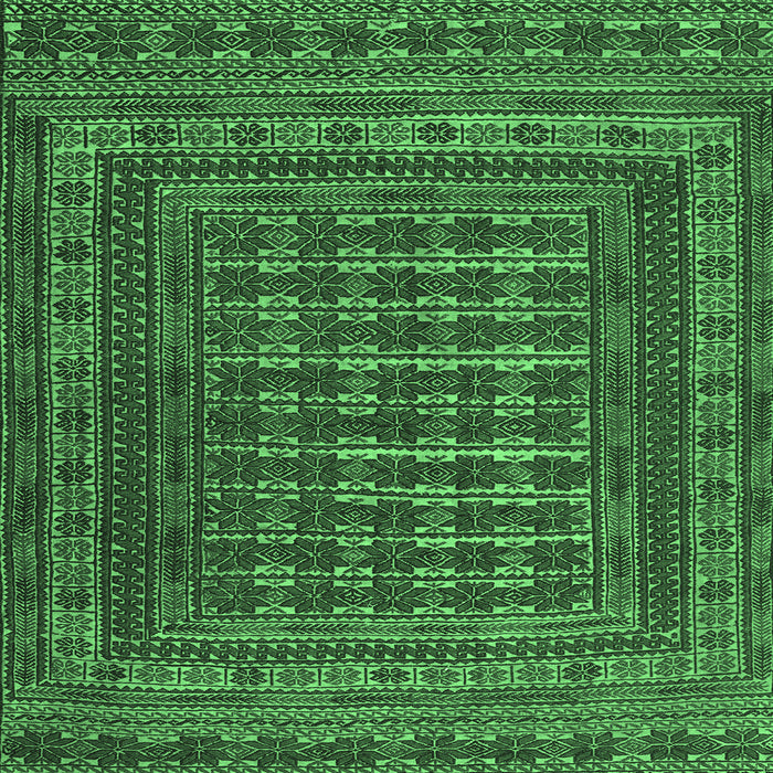 Square Southwestern Emerald Green Country Rug, tr2394emgrn