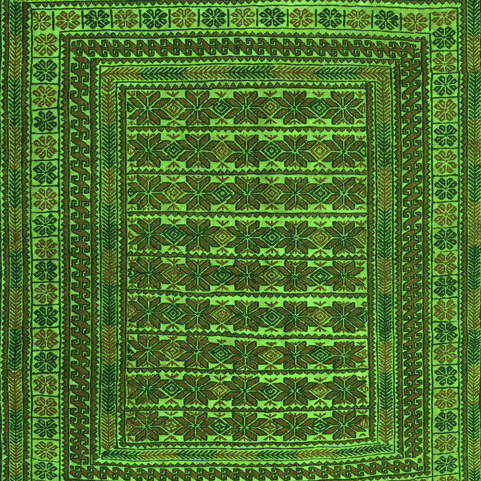 Serging Thickness of Machine Washable Southwestern Green Country Area Rugs, wshtr2394grn