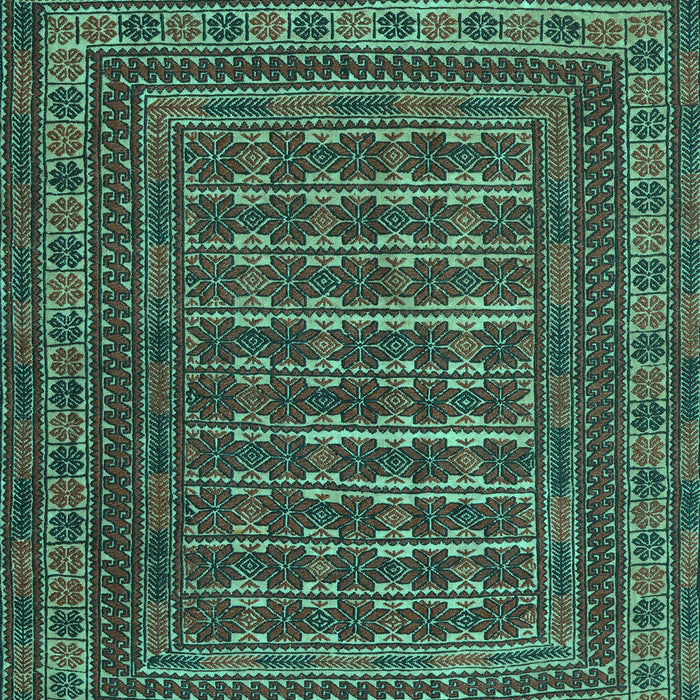 Machine Washable Southwestern Turquoise Country Area Rugs, wshtr2394turq