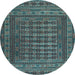 Round Southwestern Light Blue Country Rug, tr2394lblu