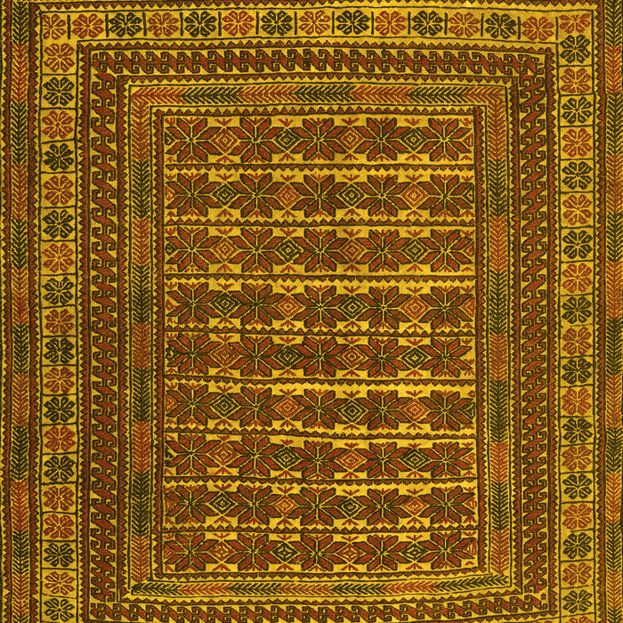 Machine Washable Southwestern Yellow Country Rug, wshtr2394yw