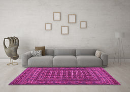 Machine Washable Southwestern Pink Country Rug in a Living Room, wshtr2394pnk