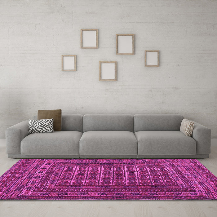 Machine Washable Southwestern Pink Country Rug in a Living Room, wshtr2394pnk