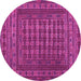 Round Machine Washable Southwestern Pink Country Rug, wshtr2394pnk