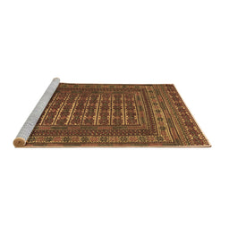 Sideview of Machine Washable Southwestern Brown Country Rug, wshtr2394brn