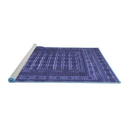 Sideview of Machine Washable Southwestern Blue Country Rug, wshtr2394blu