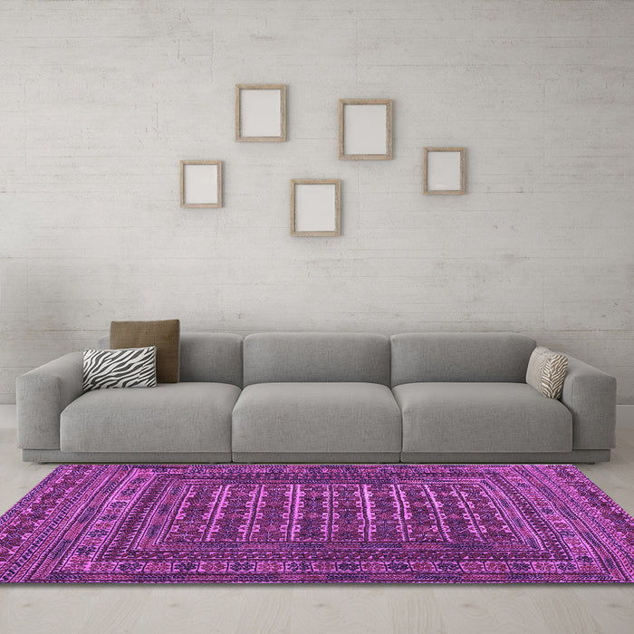 Machine Washable Southwestern Purple Country Area Rugs in a Living Room, wshtr2394pur