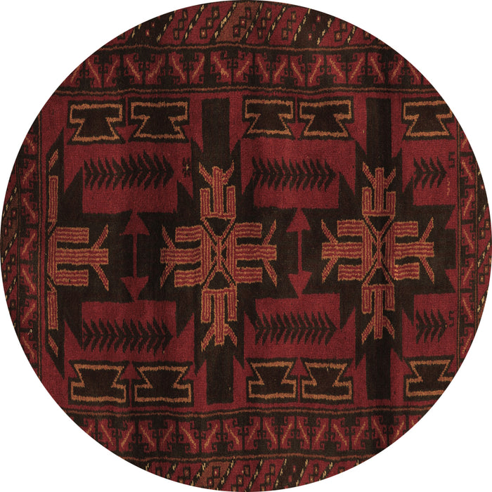 Round Persian Brown Traditional Rug, tr2395brn