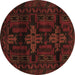 Round Persian Brown Traditional Rug, tr2395brn