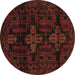 Round Machine Washable Persian Brown Traditional Rug, wshtr2395brn