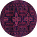 Round Machine Washable Persian Purple Traditional Area Rugs, wshtr2395pur