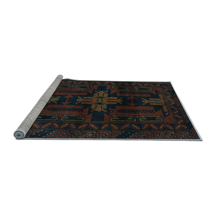Sideview of Machine Washable Persian Light Blue Traditional Rug, wshtr2395lblu