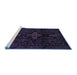 Sideview of Machine Washable Persian Blue Traditional Rug, wshtr2395blu