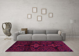 Machine Washable Persian Pink Traditional Rug in a Living Room, wshtr2395pnk