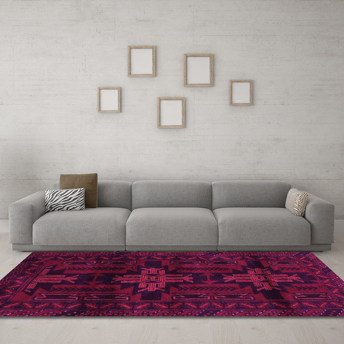 Machine Washable Persian Pink Traditional Rug in a Living Room, wshtr2395pnk