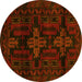 Round Persian Yellow Traditional Rug, tr2395yw