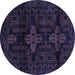 Round Machine Washable Persian Blue Traditional Rug, wshtr2395blu