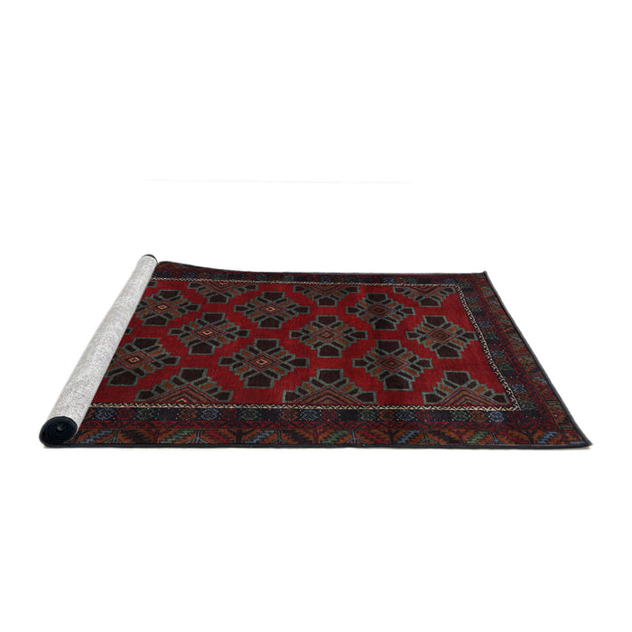 Sideview of Machine Washable Traditional Burgundy Brown Rug, wshtr2396