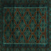 Square Southwestern Turquoise Country Rug, tr2396turq