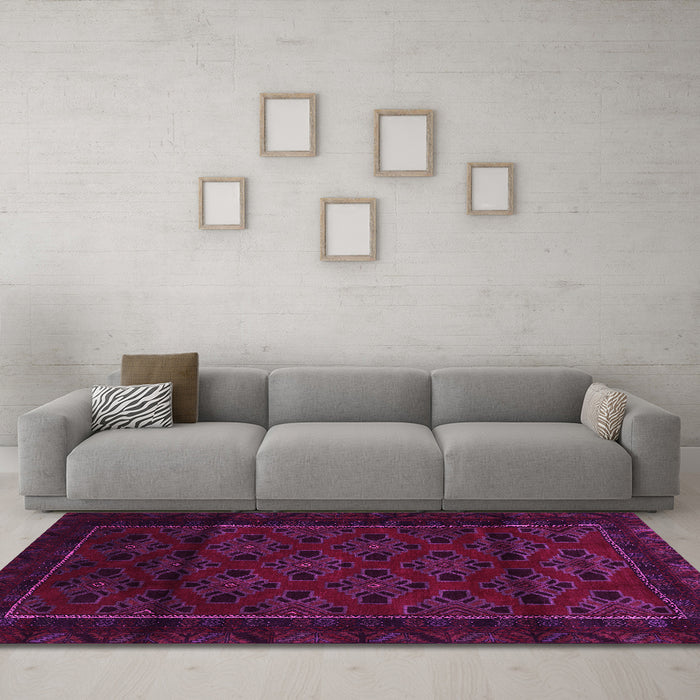 Machine Washable Southwestern Pink Country Rug in a Living Room, wshtr2396pnk