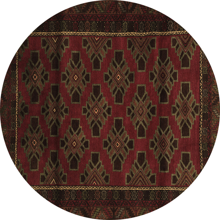 Round Machine Washable Southwestern Brown Country Rug, wshtr2396brn