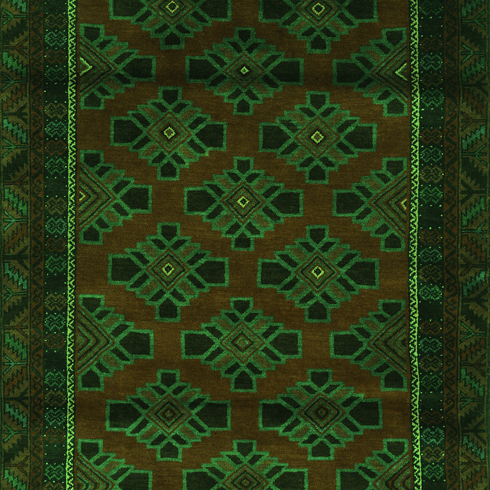 Serging Thickness of Machine Washable Southwestern Green Country Area Rugs, wshtr2396grn