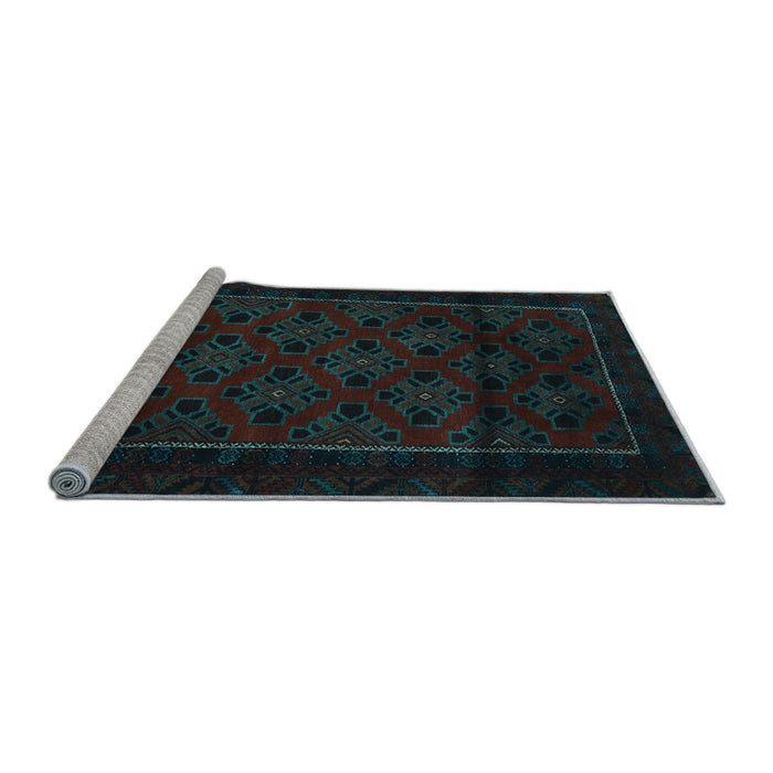 Sideview of Machine Washable Southwestern Light Blue Country Rug, wshtr2396lblu