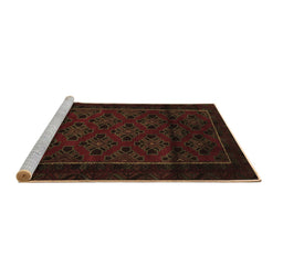 Sideview of Machine Washable Southwestern Brown Country Rug, wshtr2396brn