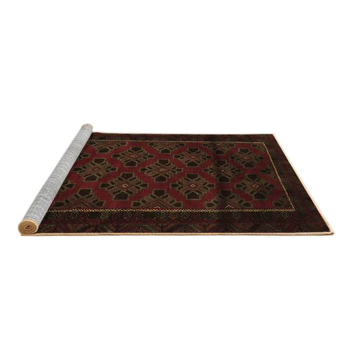 Sideview of Machine Washable Southwestern Brown Country Rug, wshtr2396brn