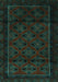 Machine Washable Southwestern Turquoise Country Area Rugs, wshtr2396turq