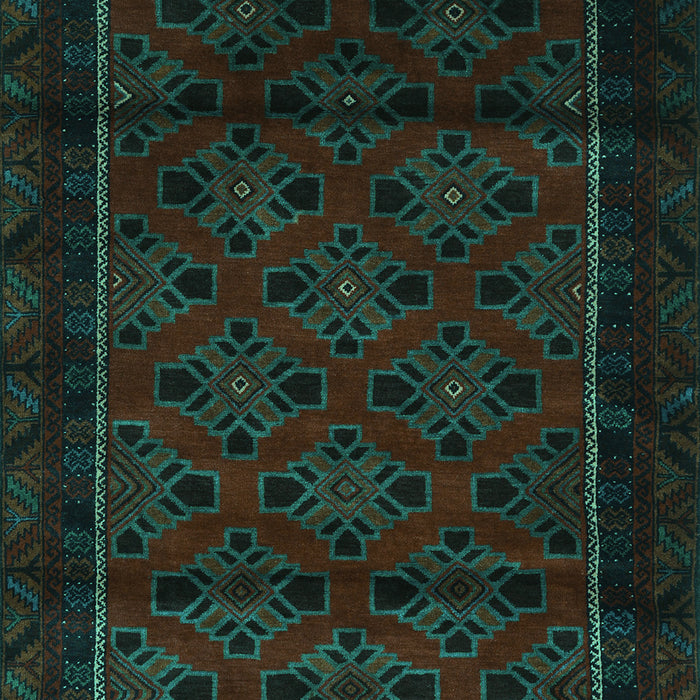 Machine Washable Southwestern Turquoise Country Area Rugs, wshtr2396turq
