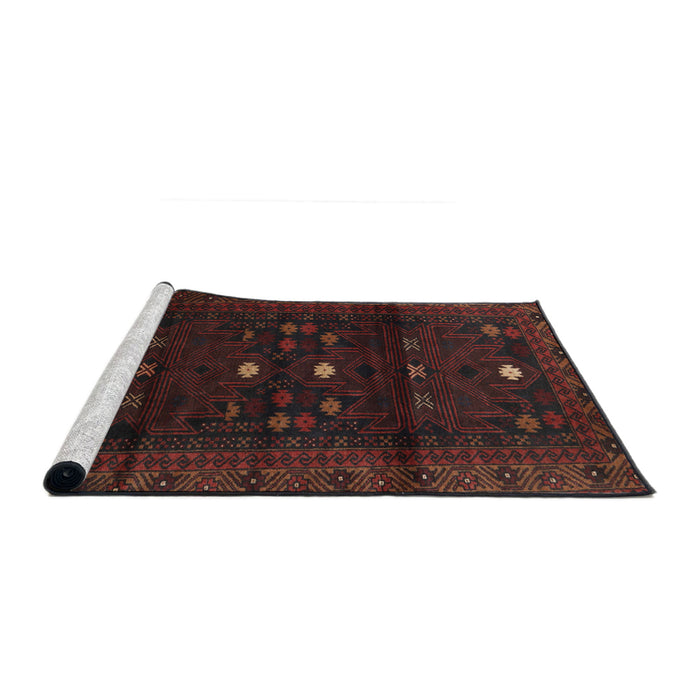 Sideview of Machine Washable Traditional Night Red Rug, wshtr2397