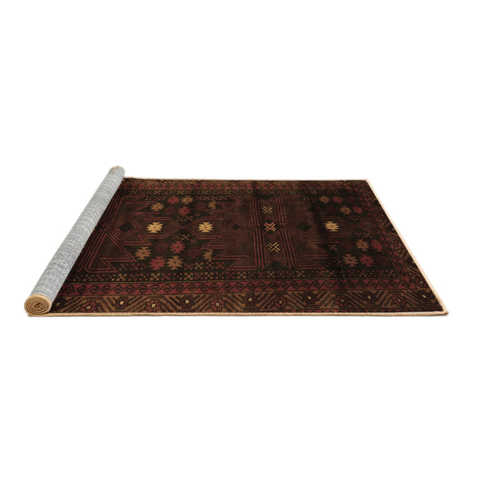 Sideview of Machine Washable Persian Brown Traditional Rug, wshtr2397brn