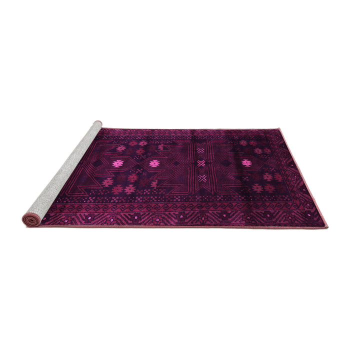 Sideview of Machine Washable Persian Pink Traditional Rug, wshtr2397pnk