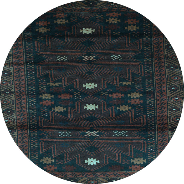 Round Persian Light Blue Traditional Rug, tr2397lblu