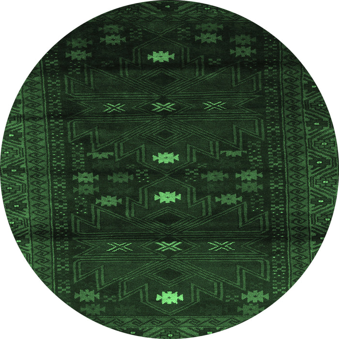 Round Persian Emerald Green Traditional Rug, tr2397emgrn