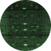 Round Persian Emerald Green Traditional Rug, tr2397emgrn