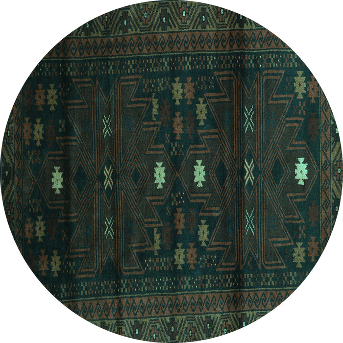 Round Machine Washable Persian Turquoise Traditional Area Rugs, wshtr2397turq